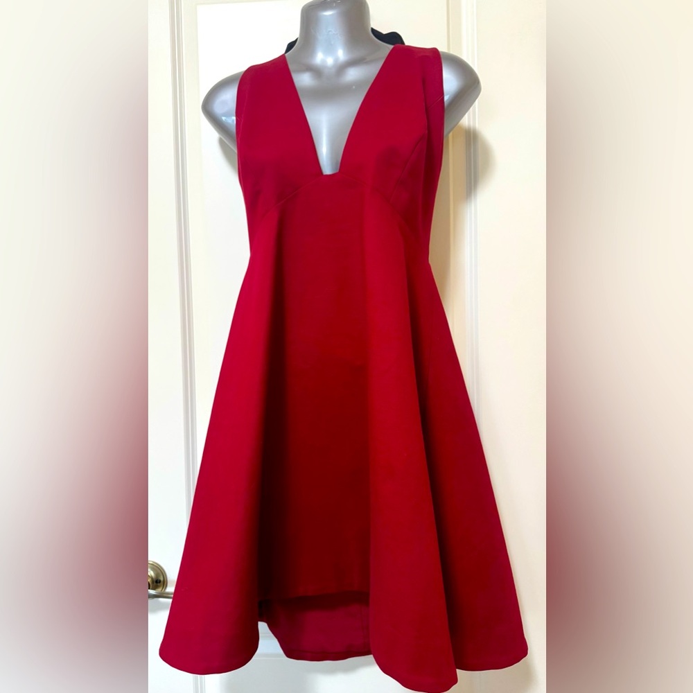 Halston halter dress, red, size 8